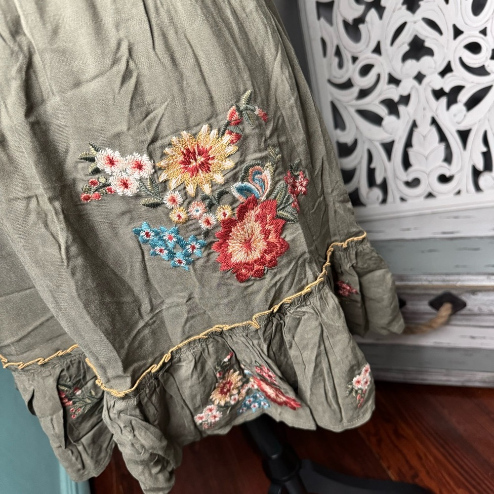 Savanna Jane Boho Floral Embroidered Mini Swing Dress Size Small NWT Cottagecore - Picture 6 of 13
